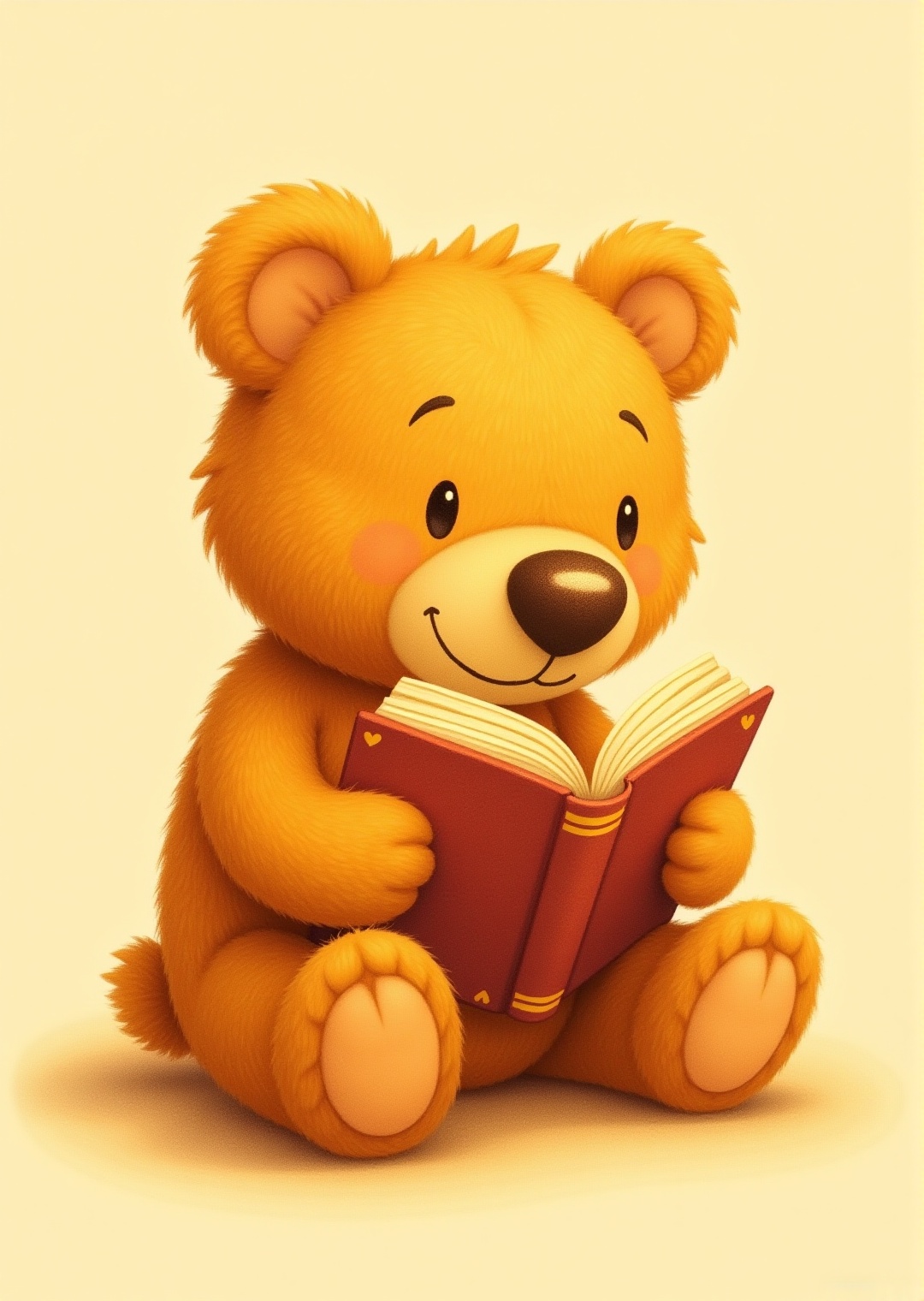 toy teddy bear reads a book. light background. children's pencil drawing on Tensor.Art