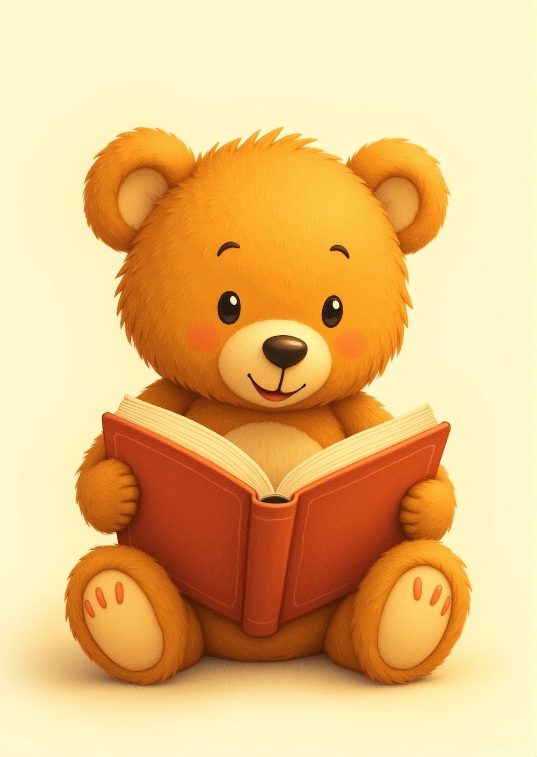 toy teddy bear reads a book. light background. children's pencil drawing on Tensor.Art