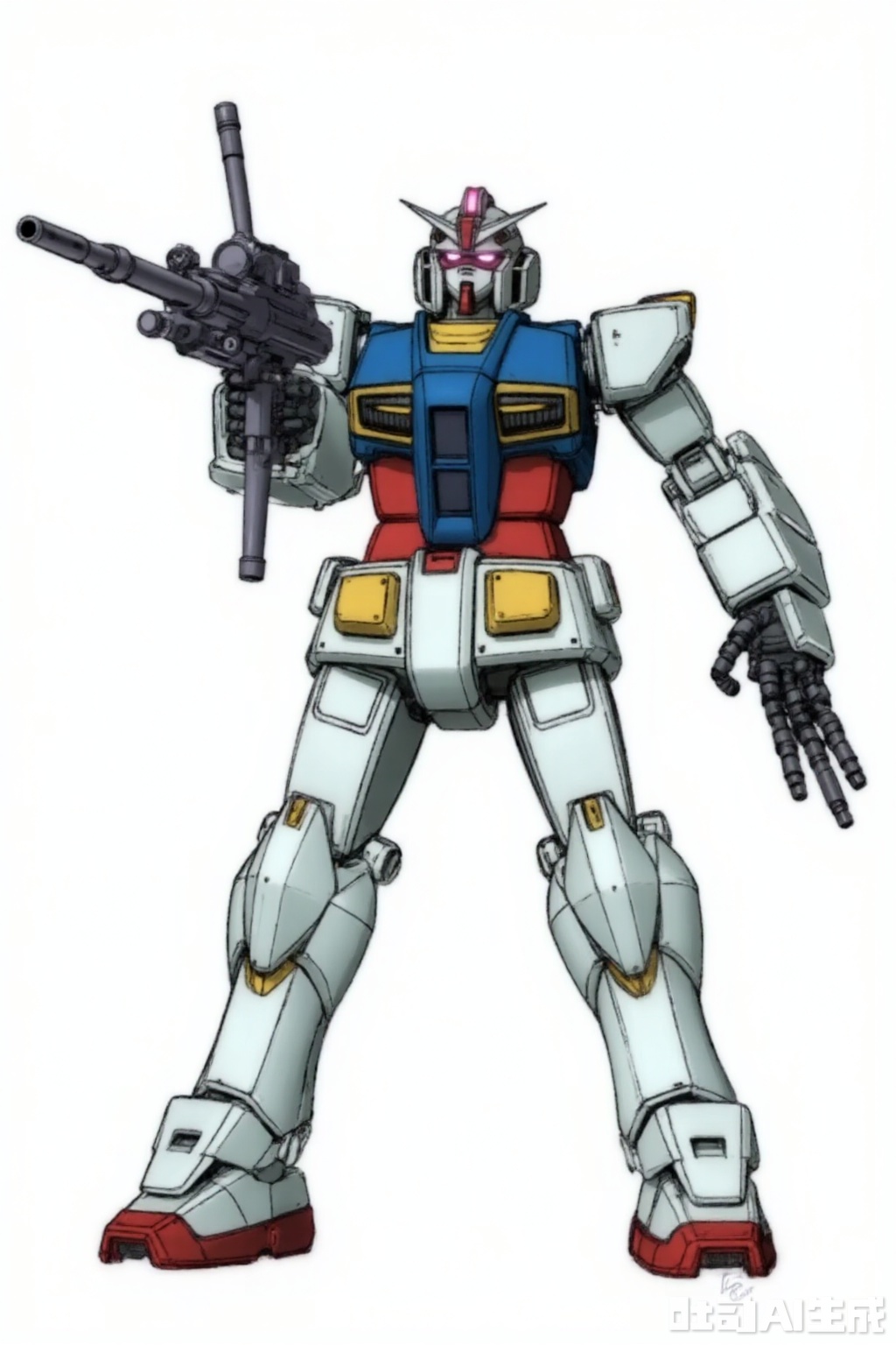 masterpiece, best quality,solo,((white background:1.2)),simple background,
looking at viewer,RX_78_2(g40_VER),full_armor,superrobet,Gundam,machinery,holding_weapon,gun,no_humans,glowing,robot,holding_gun,mecha,science_fiction,energy_gun,beam_rifle,strong contrast,mechanical buddy universe