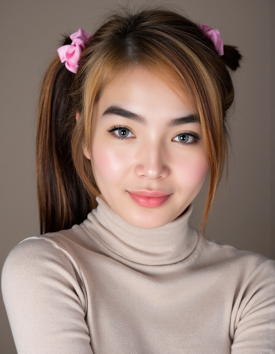 A close-up editorial fashion portrait of BBJade,  a young female model,  tightly framed to include only her face on Tensor...