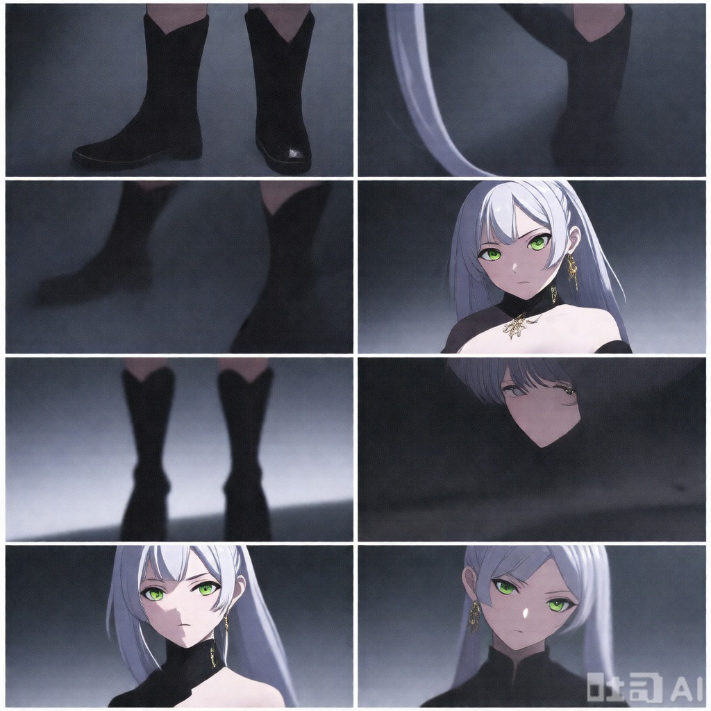  [[fu hua(honkai impact 3rd)]], nai3, 1girl, solo, artstyle,best quality,amazing quality,very aesthetic,absurdres,traditional media,female focus, 
1girl, long hair, looking at viewer, bangs, hair ornament, gloves, dress, green eyes, full body, ponytail, white hair, boots, black gloves, black footwear, multiple views, concept art