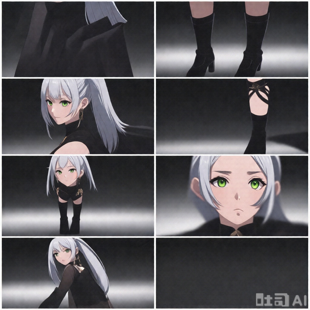  [[fu hua(honkai impact 3rd)]], nai3, 1girl, solo, artstyle,best quality,amazing quality,very aesthetic,absurdres,traditional media,female focus, 
1girl, long hair, looking at viewer, bangs, hair ornament, gloves, dress, green eyes, full body, ponytail, white hair, boots, black gloves, black footwear, multiple views, concept art