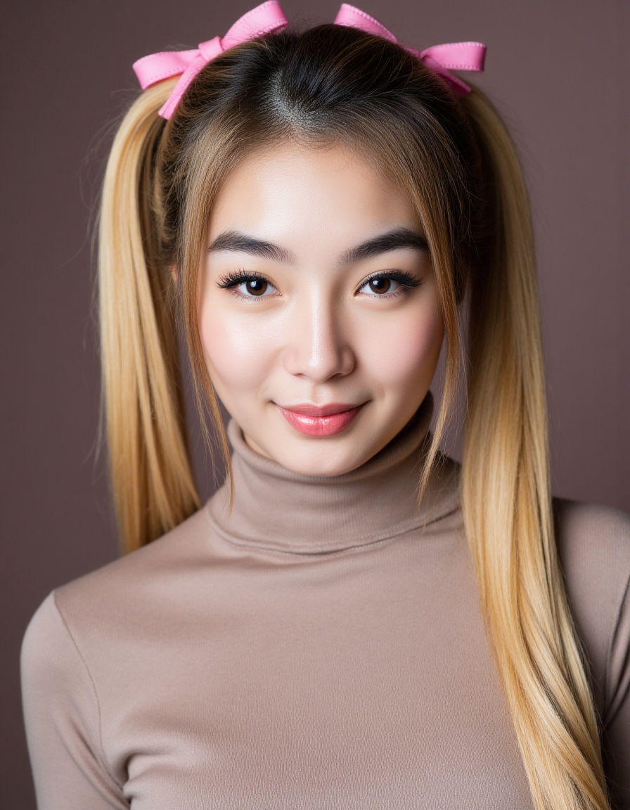 A close-up editorial fashion portrait of BBJade,  a young female model,  tightly framed to include only her face on Tensor...