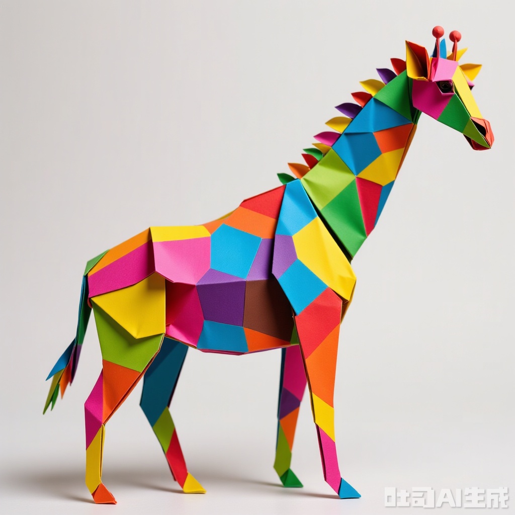 giraffe.,Mechanical art, swan,Colorful,Origami art