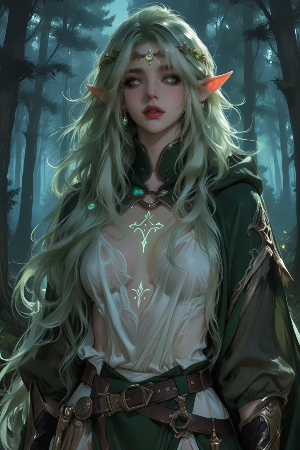 elven woman,  sharp elegant features,  long pointed ears on Tensor.Art