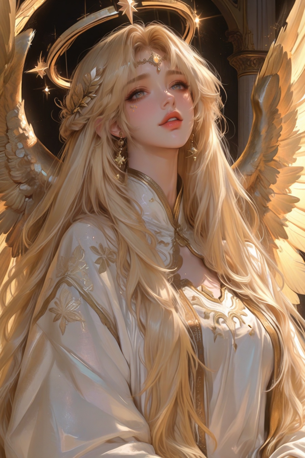 celestial angel woman,  divine presence,  calm and graceful expression on Tensor.Art