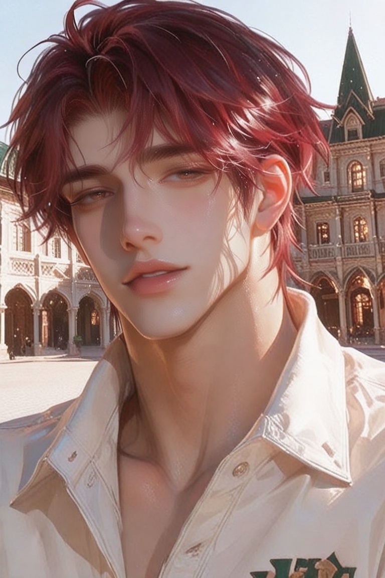 1boy,  solo,  red wine hair on Tensor.Art