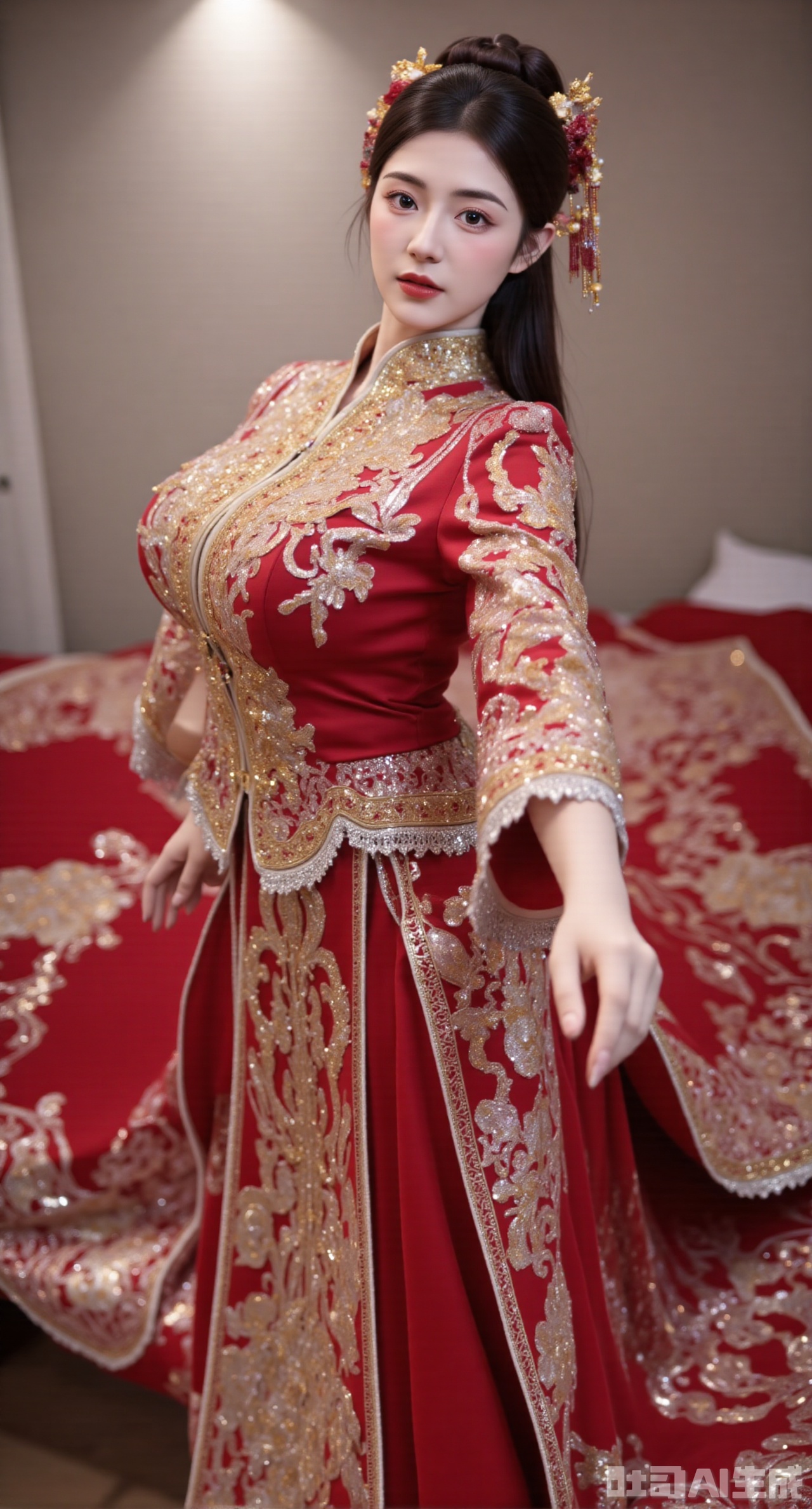 (masterpiece, best quality:1.2), 1girl,solo,walkingonthestreet,cybercity,hanfu,cyberpunk,cyberhanfu,cyberqipao,qipao,lookingatviewer,mecha,mechanicalarms,mechanicalparts,(masterpiece:1,2),bestquality,masterpiece,highres,original,extremelydetailedwallpaper,perfectlighting,(extremelydetailedCG:1.2),drawing,paintbrush,redlighht,aftersex,sexy,longhair,dancing,fuckedsilly,futuristic,dramatica,redandgolddress,hanfu,chineseclothes,dancing,cyberhanfu,Cheongsam,chinesehouse,(inroom:0.8),(sittingonredbed:0.8),dynamicpose,Headdress,hairornament,longhair,cyberpunk,ahigh-techcity,fullofmachineryandfuturisticelement,futurism,technolog,8k,wallpaper,pinkmecha,perfectfinger,Seminaked,tiara,crown,(Redhaloinbehind:0.8),8k,wallpaper,Phoenixcrown,fire, ,(gigantic breasts, full breasts:2.99),XyunxiaoYK,Xbigbreasts,Xrixirenxiangsheying,Xmengru,XfuqingyunY,XluxueqiXY2,Xtangzichen,Xxiuhefu