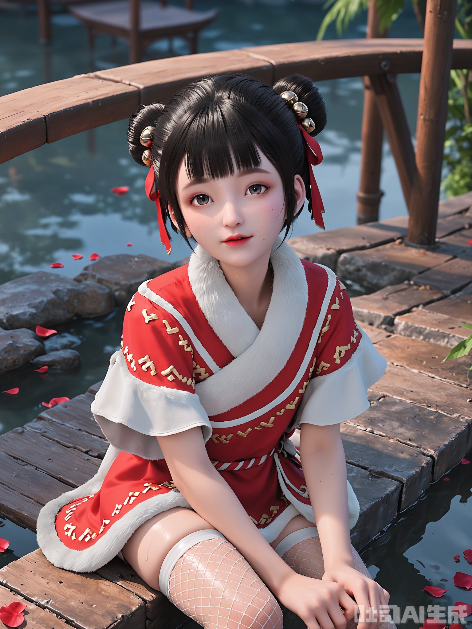 score_9,score_8_up,score_7_up,realistic,photorealistic,1girl,looking_at_viewer,realistic,1girl,Vivid Colors,bright environment,delicate water,hair_ornament,shiny skin,shiny hair,reflection,dress,flower sea,falling petals,extreme detail description,(upper body:0.3),put one hand on your side,long_hair,(skindentation:1.3),Fishnet stockings,bright,sunshine on face,light,sweating,dress,light,sitting_down,glowing,sunshine,bright,reflection,pale_skin,short hair,chinese clothes,