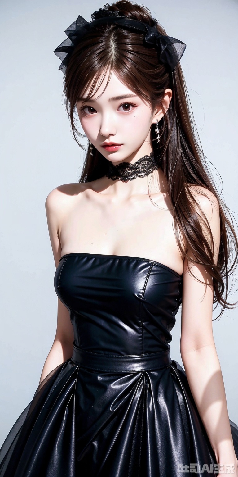 best quality, masterpiece, realistic,luxueqi,1girl, solo, long hair, looking at viewer,,hime,black dress