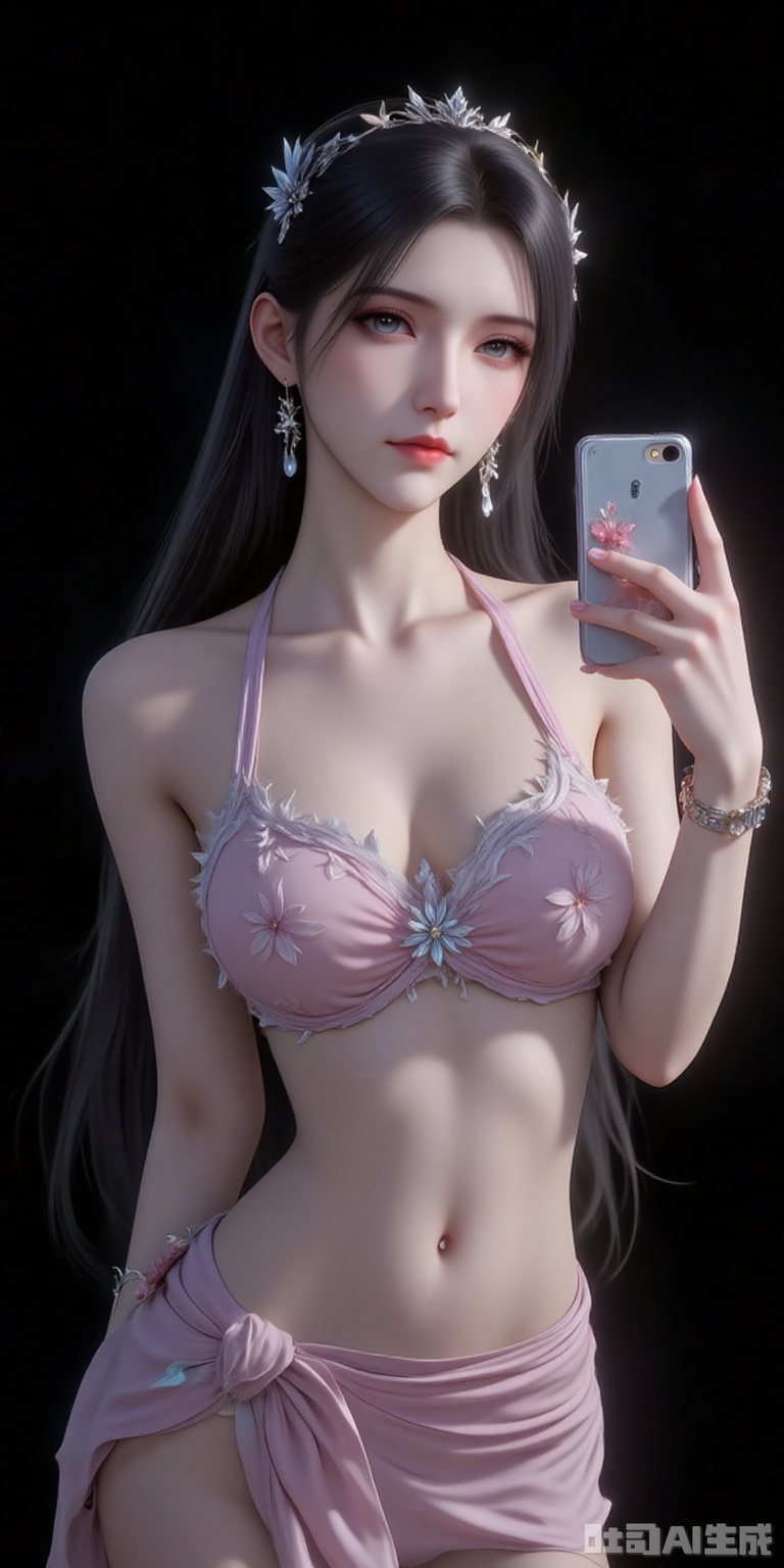 bijini,1girl,solo,jewelry,long hair,swimsuit,sarong,breasts,bikini,bracelet,selfie,navel,phone,collarbone,flower,black hair,floral print,brown hair,cellphone,cleavage,skirt,cowboy shot,earrings,holding,black_background,simple background,
close-up details,outstanding style,adding a touch of dimension to your images without compromising details,close-up,,lvjing,, anmiaoyi,
xuedi,white hair,long hair,blue eyes,fair_skin,jewelry,earrings,headpiece,eyeshadow,light blue eye shadow,(shadow:1.2)

