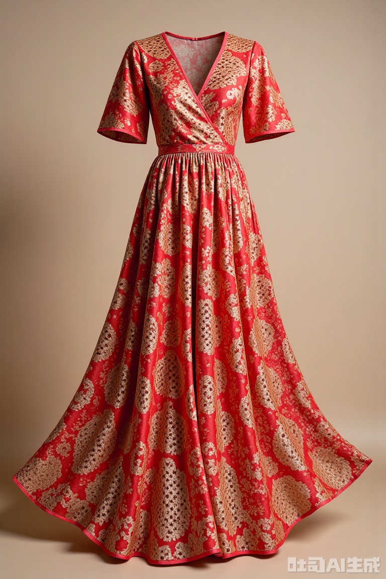 Traditional pattern silk material lace textured long skirt, Invisible costume display