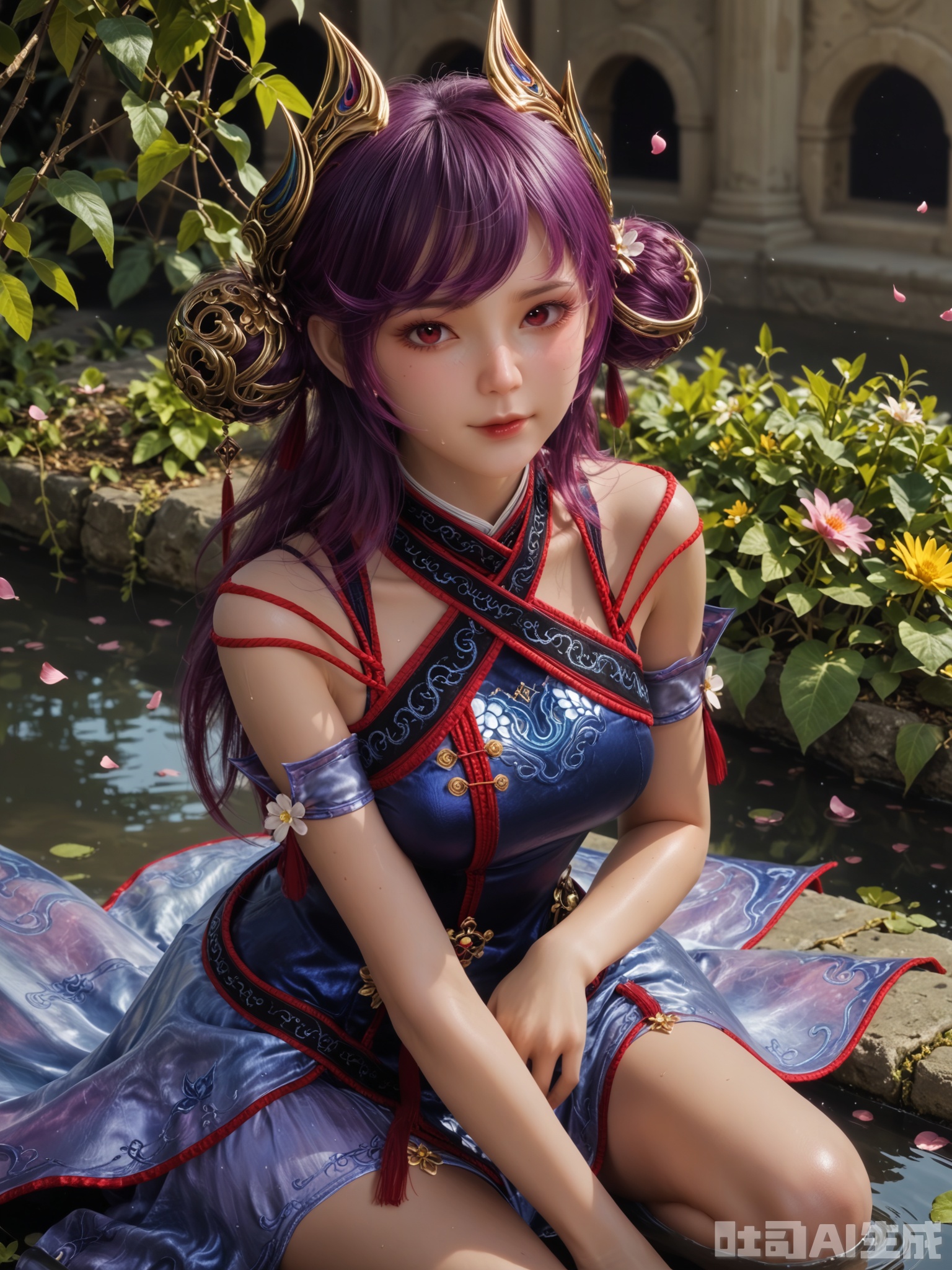 score_9,score_8_up,score_7_up,realistic,photorealistic,1girl,looking_at_viewer,realistic,1girl,Vivid Colors,bright environment,delicate water,hair_ornament,shiny skin,shiny hair,reflection,dress,flower sea,falling petals,extreme detail description,(upper body:0.3),put one hand on your chest,long_hair,(skindentation:1.3),bright,sunshine on face,light,sweating,light,sitting_down,glowing,sunshine,bright,reflection,(pale_skin:1.3),thighhgihs