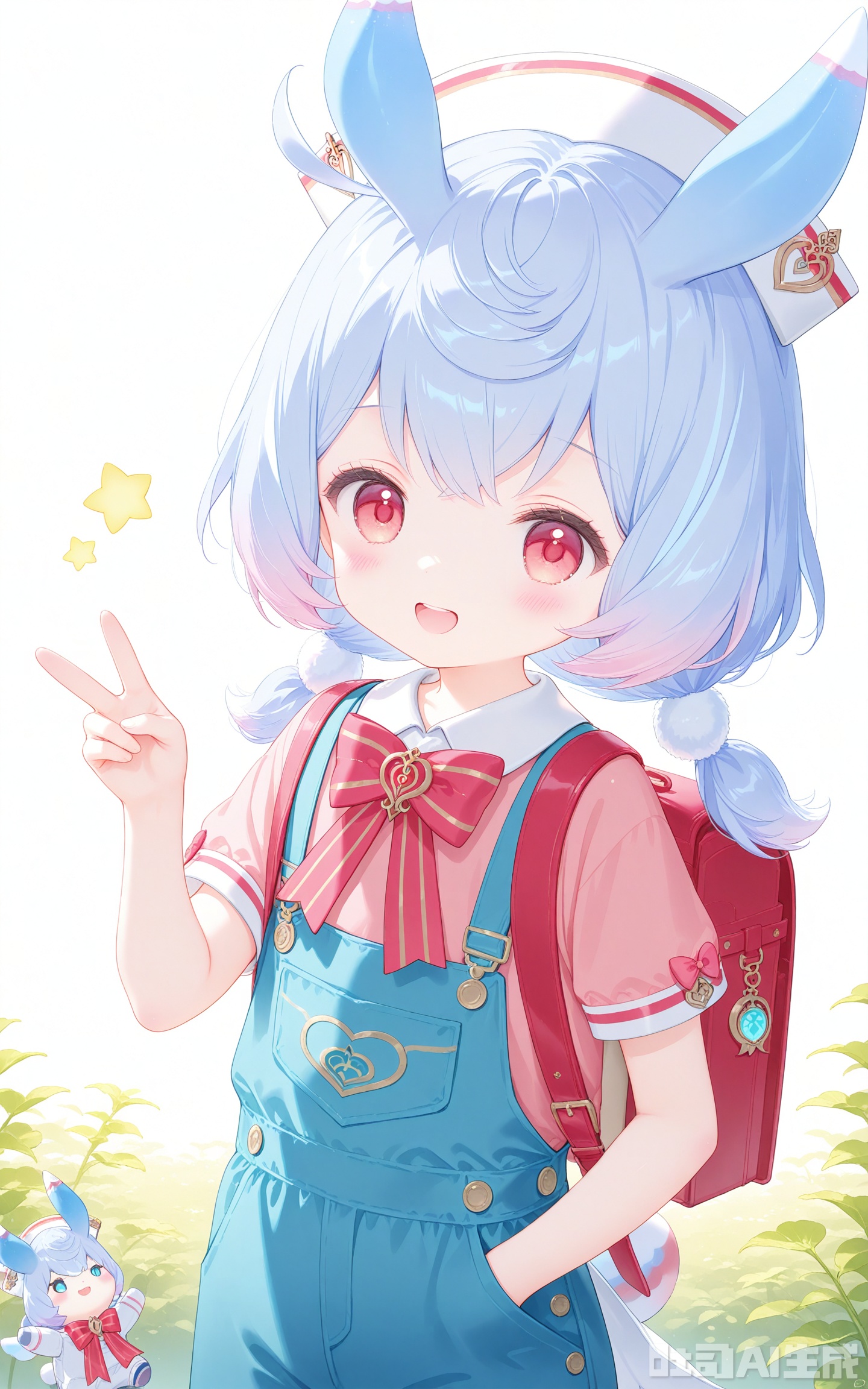 petite,cute,kawai,little girl,kid,underage,aged_down,child,loli,loli,loli,masterpiece,best quality,high quality,chromatic_aberration,
//,
1girl, solo, looking at viewer, blush, smile, short hair, open mouth, bangs, shirt, jewelry, short sleeves, :d, earrings, bag, star \(symbol\), v, stuffed toy, backpack, stuffed animal, teddy bear, hand in pocket, red shirt, female child, overalls,sigewinne /(genshin impact/),sigewinne (genshin impact),sigewinne_(genshin_impact),sigewinne_/(genshin_impact/),
 //,
(artist:tokkyu:0.5),(artist:momoko \(momopoco\):0.5),(artist:ask \(askzy\):0.5),(artist:yuyumu:0.4),(artist:dsmile:0.5),(artist:atdan:0.5),(artist:mignon:0.5),(Artist:yunsang,gomzi:0.7),year_2023,year_2024,year_2025,cxwalft01