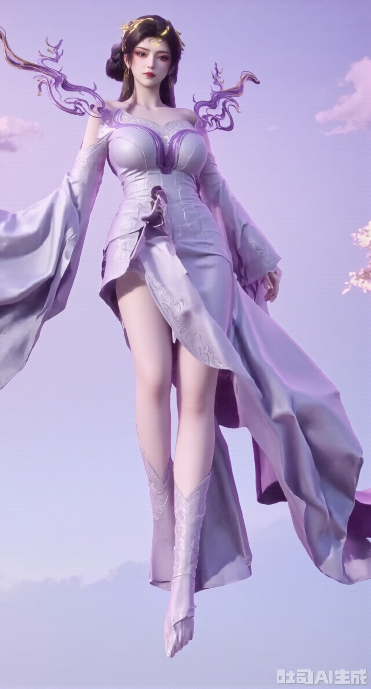 (masterpiece,best quality:1.23),A beauty with long legs in a purple long skirt that seems floating in the air, on a celestial - like cloud - filled sky background,(huge breasts, full breasts:2.98)
,Xhanfududou,Xsongzhihanfu,Xlujiajia,Xyanqingfei,XfuqingyunY,Xtangqixiongshanqun,Xfeitianhanfu,Xqinghannu,XmeijiX2,XmeijiX