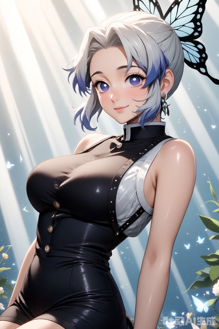 Subculture, post-punk, fashion, vertical painting, character design, sleeveless t-shirt, straps, metal decoration, off-white highlighted hair, transparent background, cool, ultra-clear, details.
