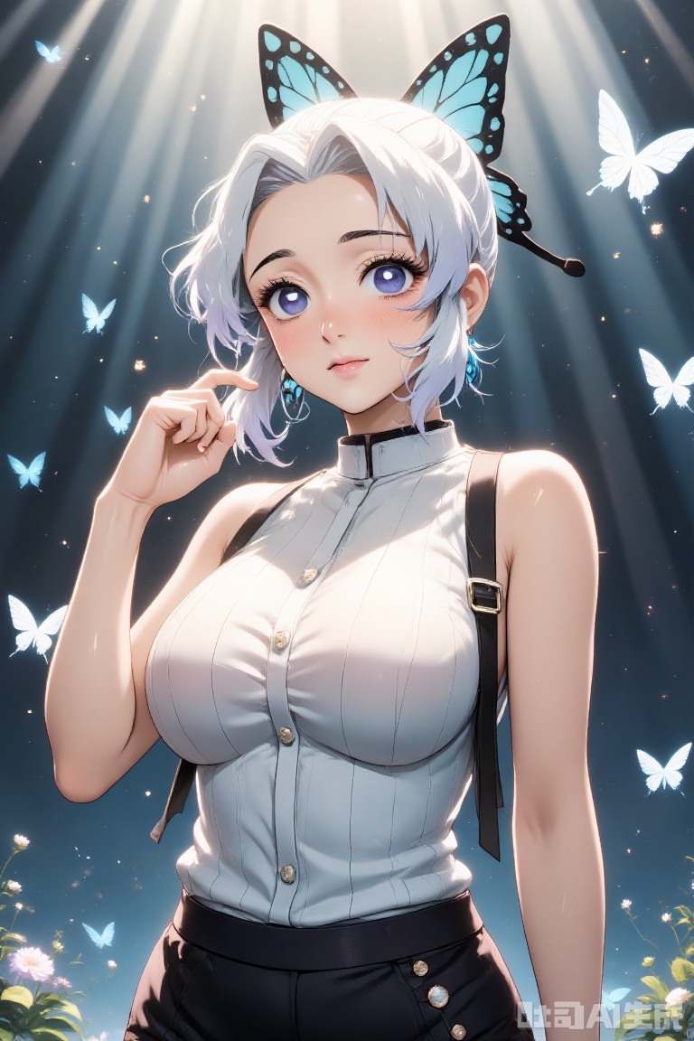 Subculture, post-punk, fashion, vertical painting, character design, sleeveless t-shirt, straps, metal decoration, off-white highlighted hair, transparent background, cool, ultra-clear, details.