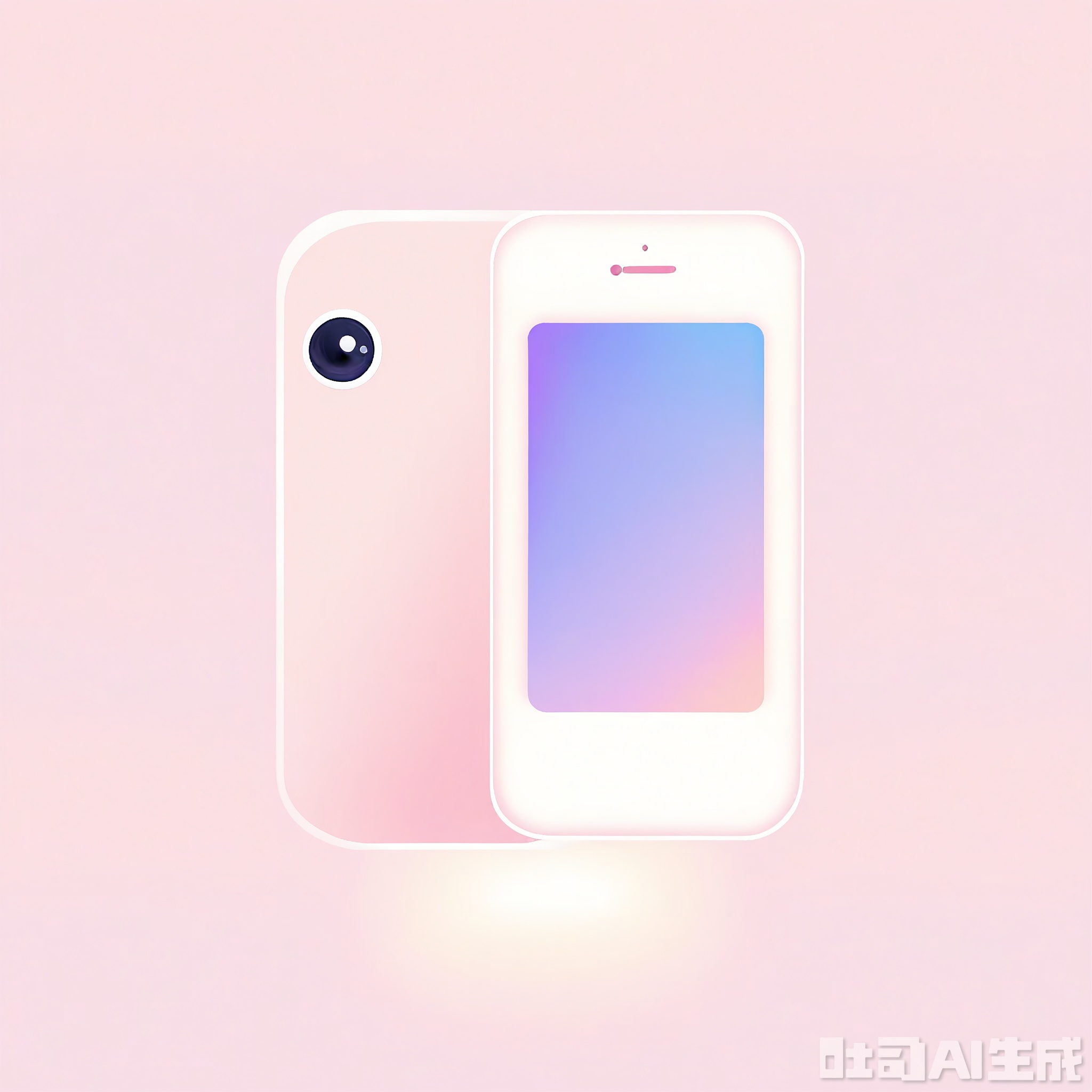 3DMS, A digital illustration of a stylized smartphone, rendered in a soft, pastel color palette. The phone’s body is primarily baby blue with a smooth gradient effect, giving it a sleek and contemporary look. The screen displays a minimalist wallpaper in a complementary shade of light pink. The buttons on the side are small and circular, with a slightly darker hue for contrast. The background is a clean, white gradient, highlighting the phone’s modern design. The overall style is minimalist and tech-inspired, with a focus on clean lines and harmonious colors.

