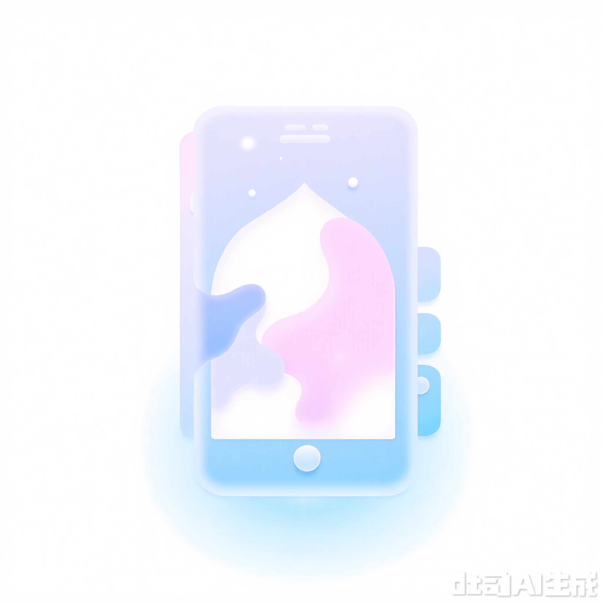 3DMS, A digital illustration of a stylized smartphone, rendered in a soft, pastel color palette. The phone’s body is primarily baby blue with a smooth gradient effect, giving it a sleek and contemporary look. The screen displays a minimalist wallpaper in a complementary shade of light pink. The buttons on the side are small and circular, with a slightly darker hue for contrast. The background is a clean, white gradient, highlighting the phone’s modern design. The overall style is minimalist and tech-inspired, with a focus on clean lines and harmonious colors.
