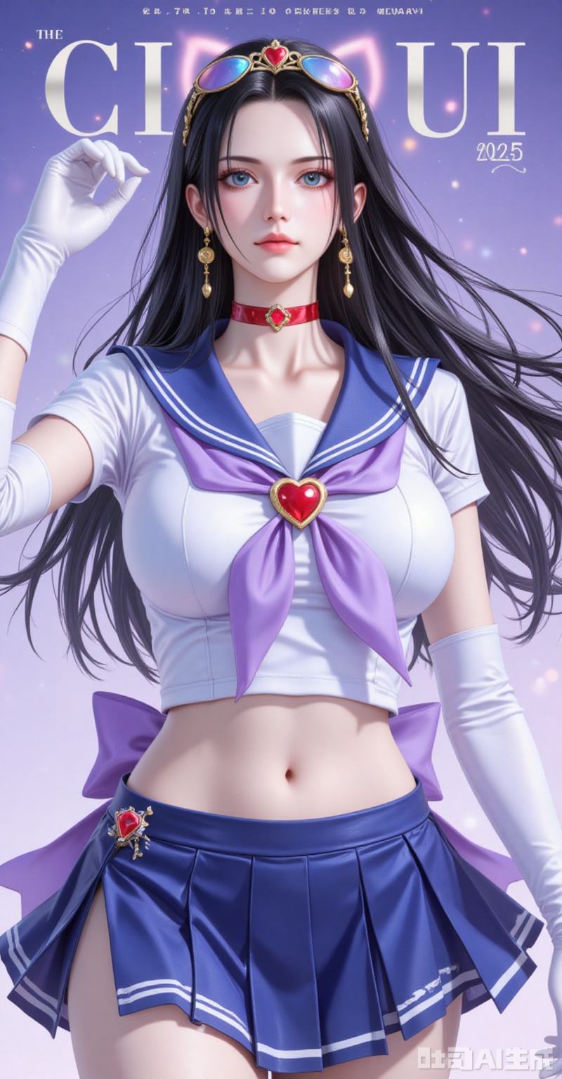 lvjing,pifu,luobin,lvjing,luobin,long hair,eyewear on head,black hair,blue eyes,long hair,eyewear on head,fair_skin,
1girl,sailor senshi uniform,solo,jewelry,skirt,gloves,earrings,blue skirt,white gloves,sailor collar,bow,breasts,choker,elbow gloves,magical girl,back bow,covered navel,pleated skirt,looking at viewer,brooch,purple bow,heart brooch,red choker,miniskirt,closed mouth,large breasts,collarbone,red gemstone,tiara,cowboy shot,

cover,simple background,gradient_background,Close-up details,outstanding style,adding a touch of dimension to your images without compromising details,close-up,
