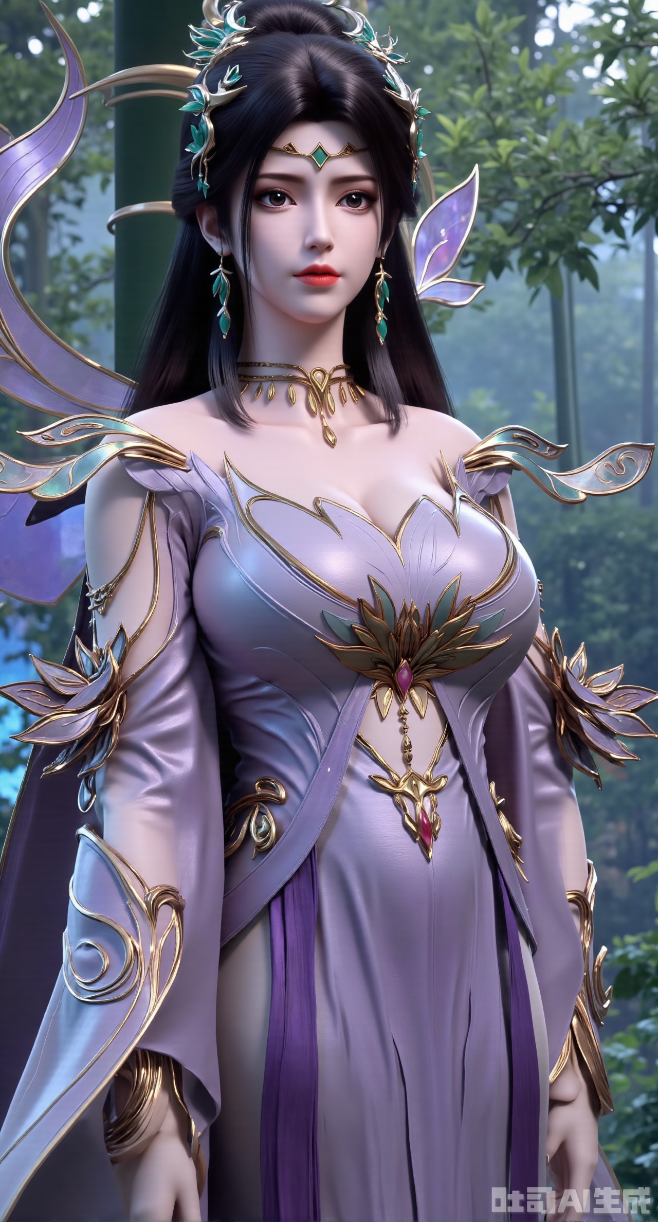 (masterpiece,best quality:1.23),Long - legged and enchanting beauty in a purple long gown with a fairy - like glow, against a background of a quiet bamboo forest in the morning mist,(huge breasts, full breasts:2.98),Xhanfududou,Xsongzhihanfu,Xlujiajia,Xyanqingfei,XfuqingyunY,Xtangqixiongshanqun,Xfeitianhanfu,Xqinghannu,XmeijiX2,XmeijiX,XlingyuyxiuX2,XlingyuyxiuX,Xjianglishenwang,Xjianglishenwang2