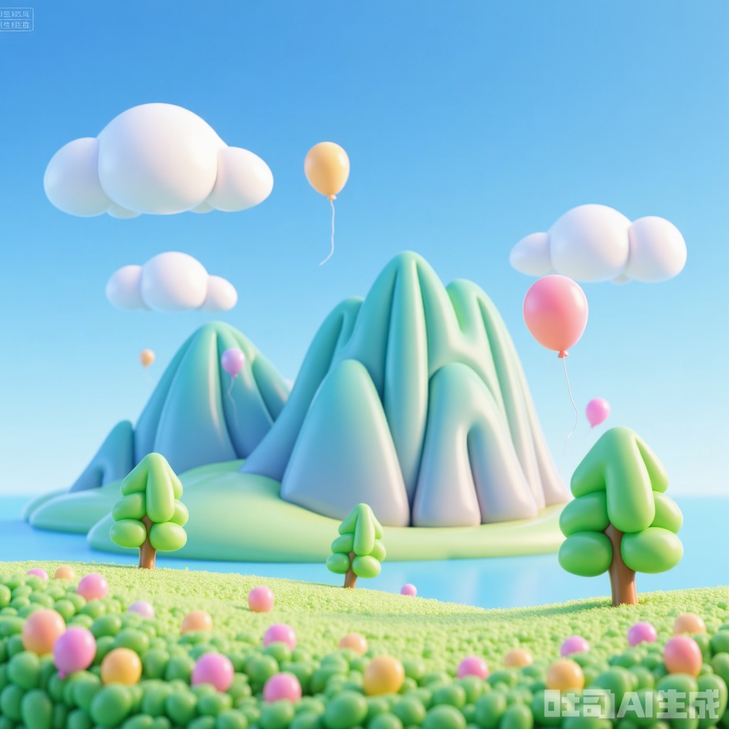  outdoors, blue sky, Green high mountains, daytime, big tree, lake, grass, 
 scenery, flowers, crane, crazy colors, landscape,Expansive style