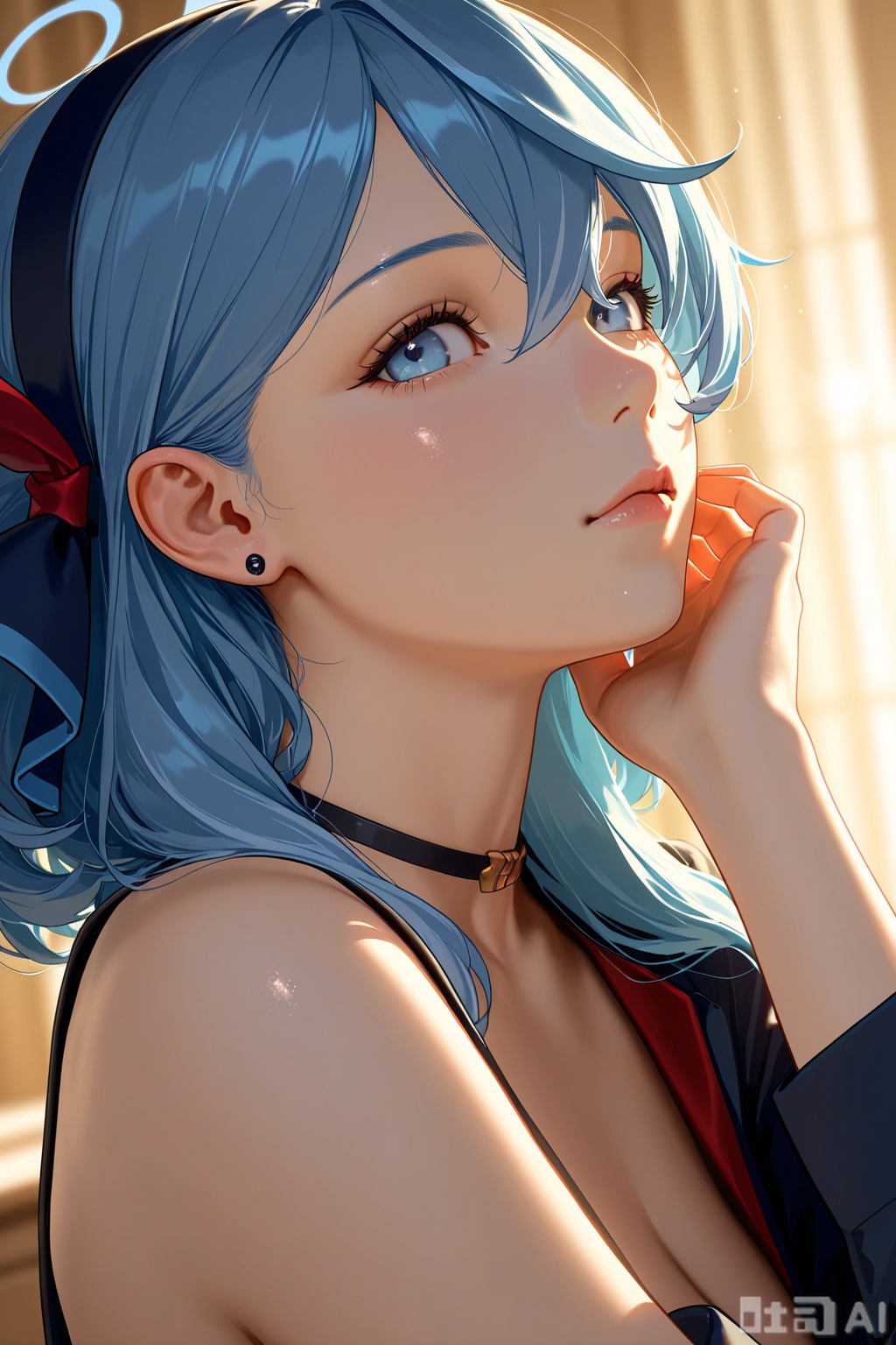 A realistic style photo,ako \(blue archive\),1girl