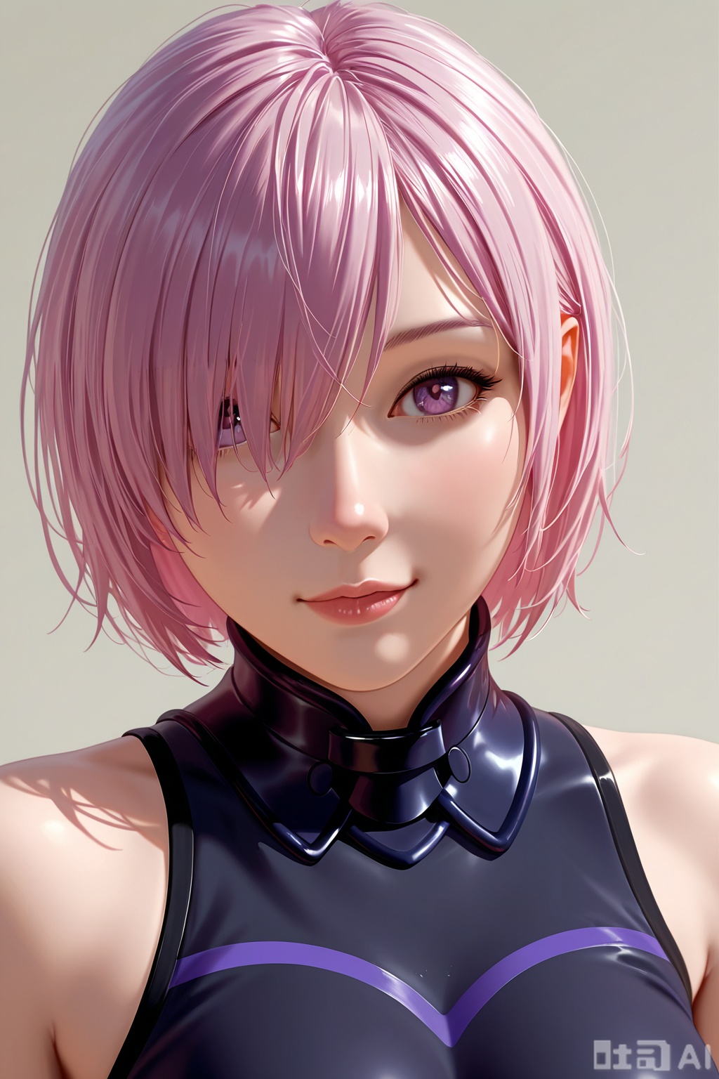 A realistic style photo, mash kyrielight,1girl