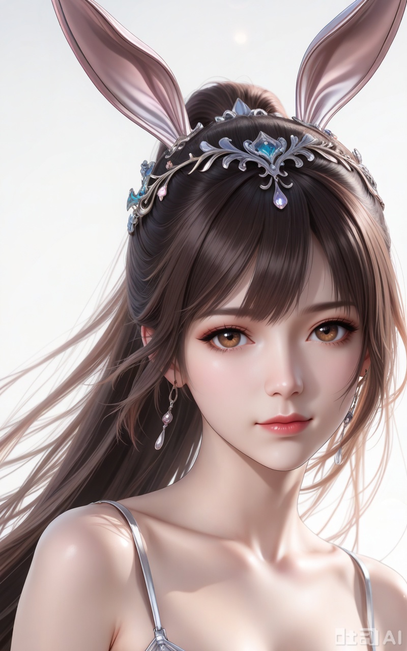 score_9,score_8_up,score_7_up,source_anime,adding a touch of dimension to your images without compromising details,Close-up details,outstanding style,realistic style photo young woman,,xiaowu,animal ears,rabbit ears,hair ornament,long hair,ponytail,very long hair,brown hair,(portrait:1.2)
looking at viewer
,white_background,simple background,depth of field,lens_flare,whirls of vapor,iridescent textures,(Anime:1.1),translucent,ethereal ambiance,delicate details,magical atmosphere,concept art,highly detailed,ultra-high resolution,32K UHD,sharp focus,best-quality,masterpiece,golden hour,unconventional supreme masterpiece,masterful details,temperate atmosphere,with a high-end texture,in the style of fashion photography, cover,Dynamic Angle,Dynamic posture, cover,Dynamic Angle,Dynamic posture,(looking_at_viewer:1.2),