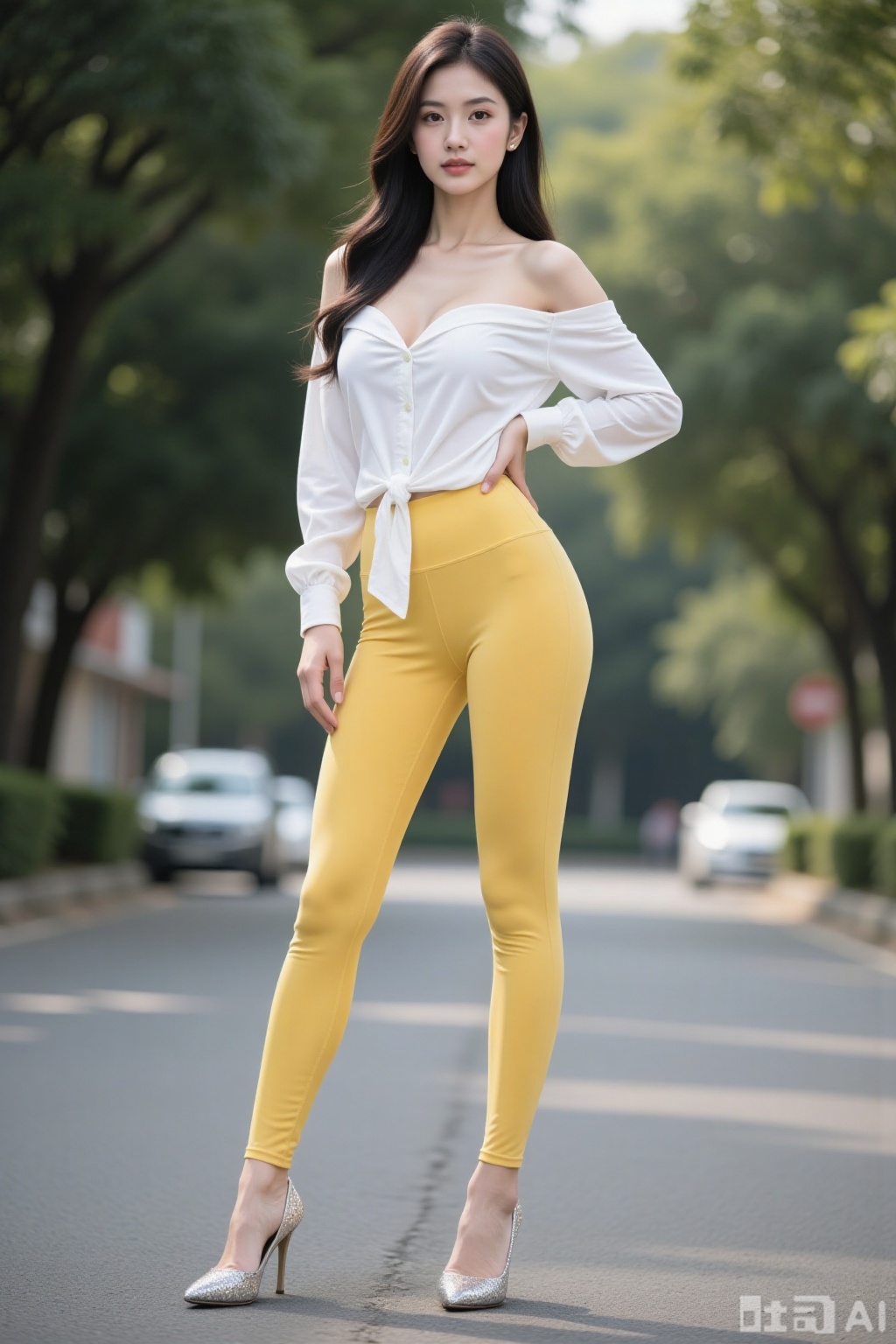 Realistic photo of a young woman,  fashionable hairstyle,  fair skin on Tensor.Art