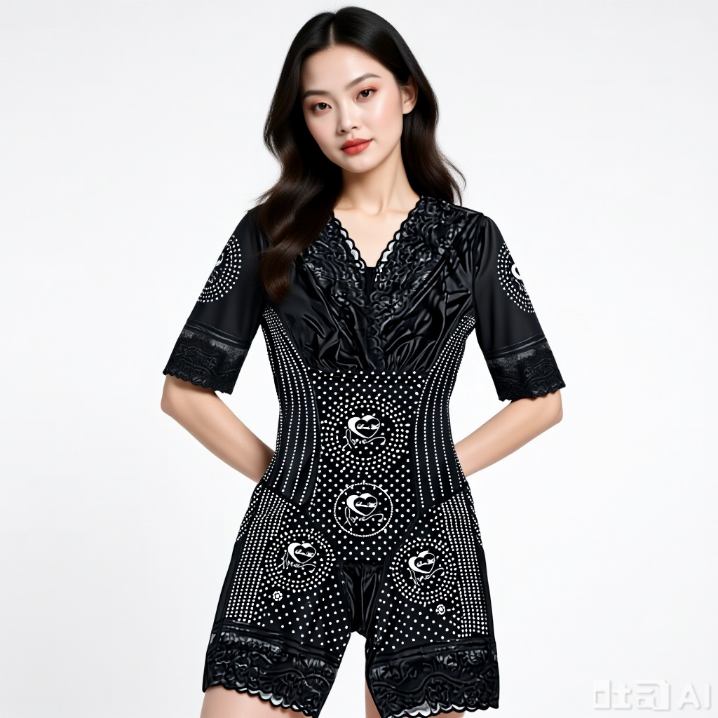 把参考图上面的衣服穿在女士身上,在健身房