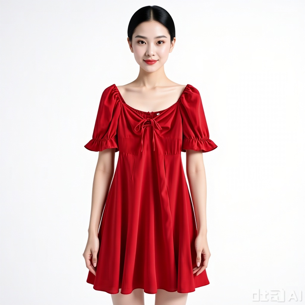 把参考图上面的衣服穿在女士身上,背景是城市街道