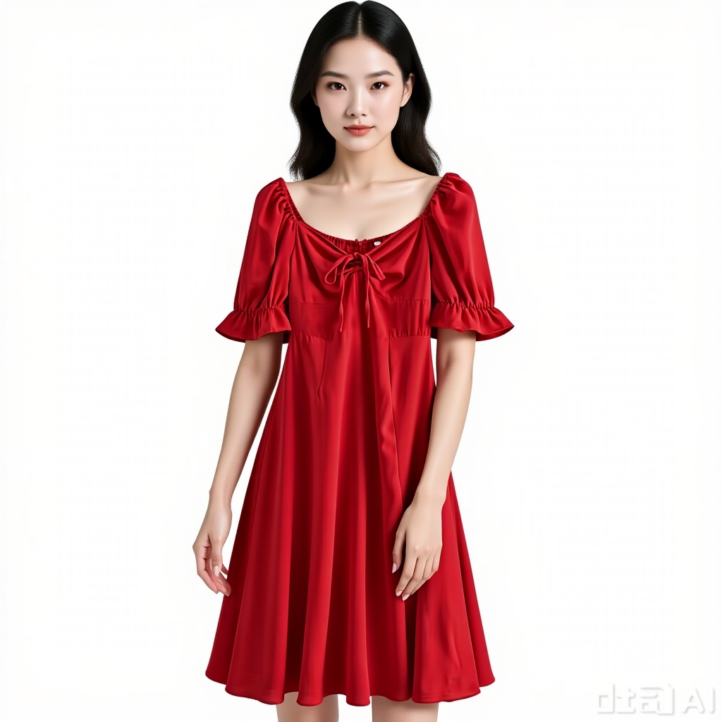 把参考图上面的衣服穿在女士身上,背景是城市街道