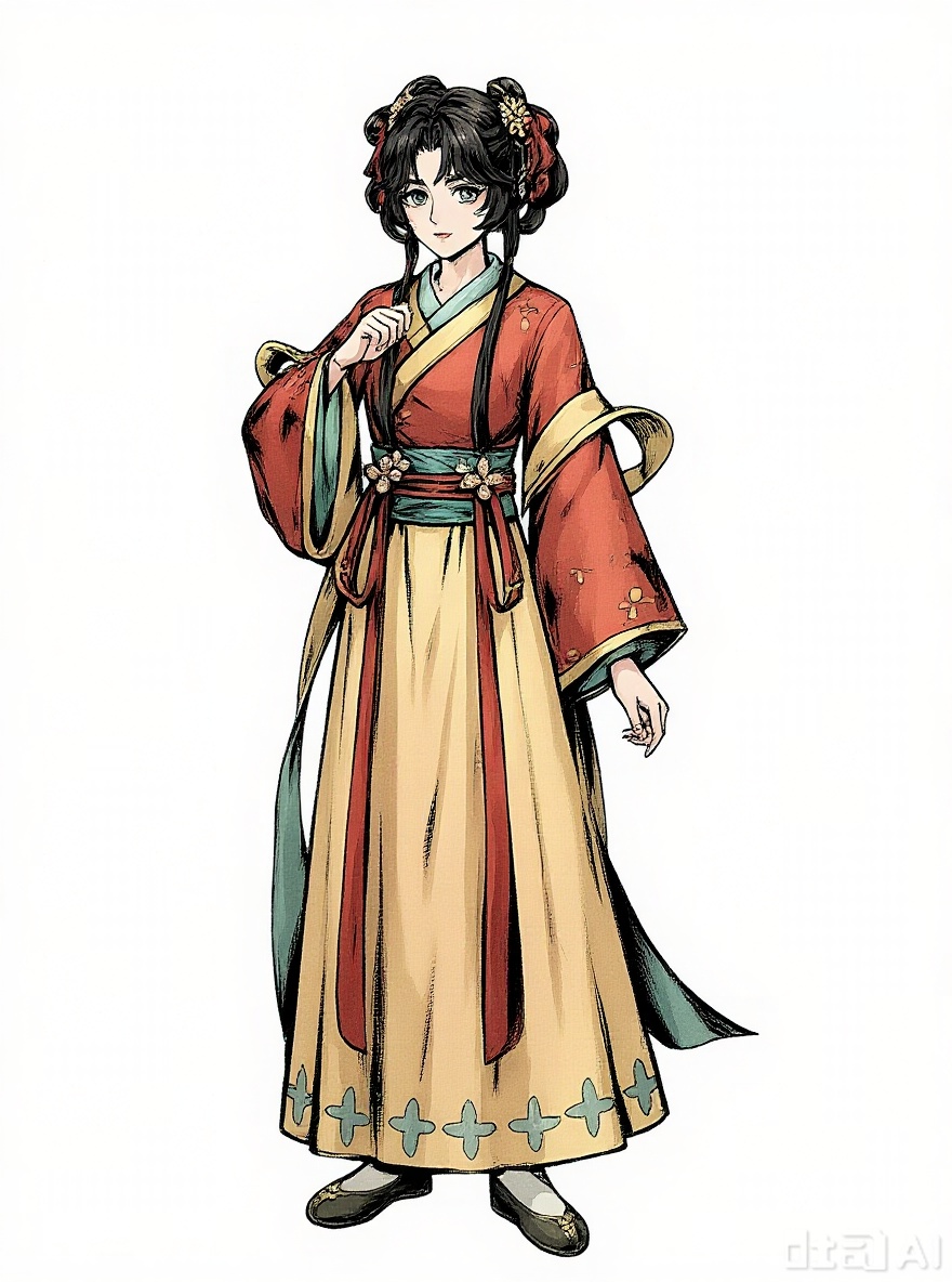 Redraw the characters in the picture into a game ink-wash style, with a light color filter, strong black brushstrokes outlining the edges and a thick coating effect