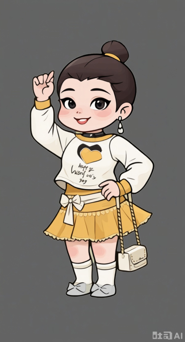 The character is transformed into a Q-style baby cartoon by referring to the character's posture and modeling elements. It features a cute short person with short legs and Chinese-style baby cartoon illustrations.