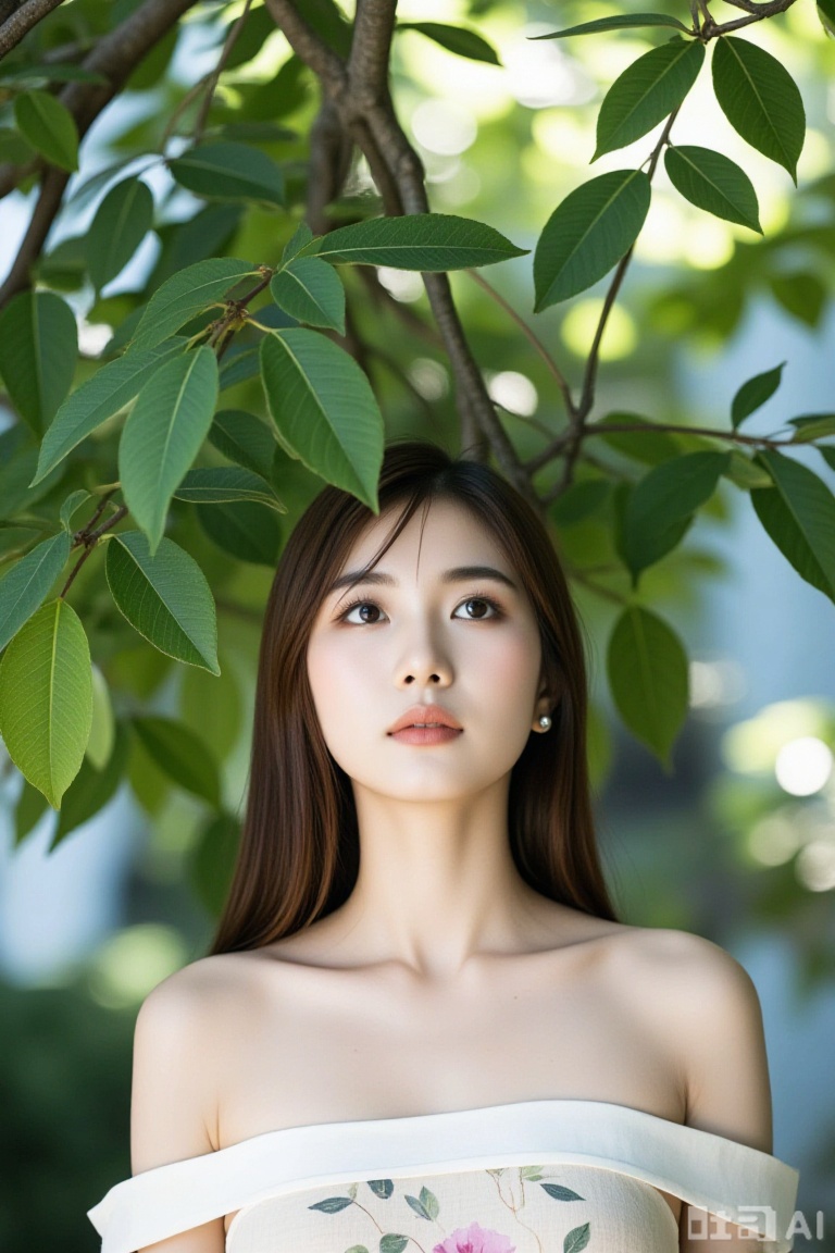 photograph Retro movie style film photography,  . This is a photograph of a young Asian woman with fair skin and straight,...