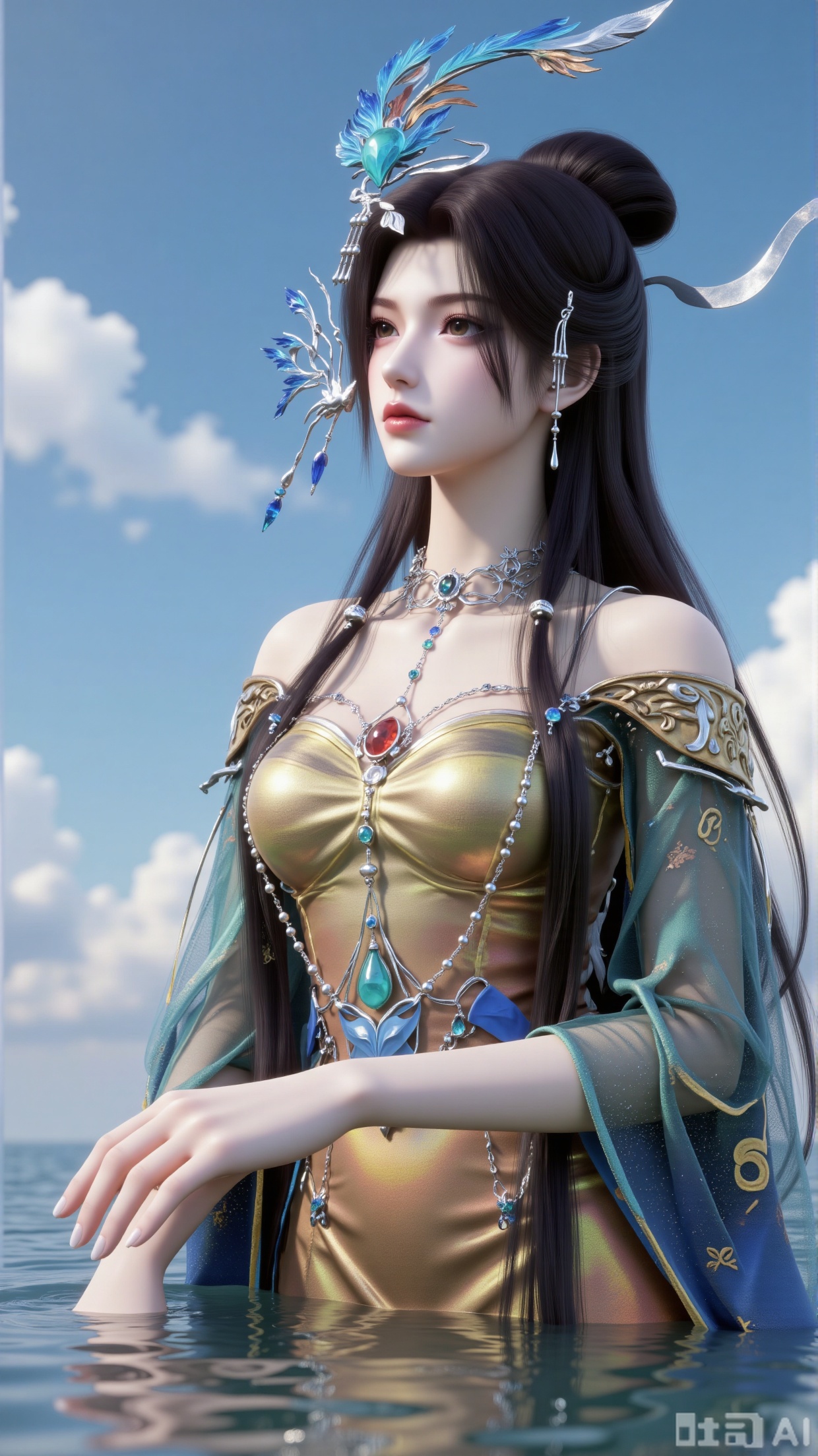 
3d_char_lmw

1girl

solo

long hair

brown hair

black hair

hair ornament

dress

jewelry

upper body

sky

water

necklace

hair bun

from side

3D rendering

realistic character

detailed texture

smooth shading