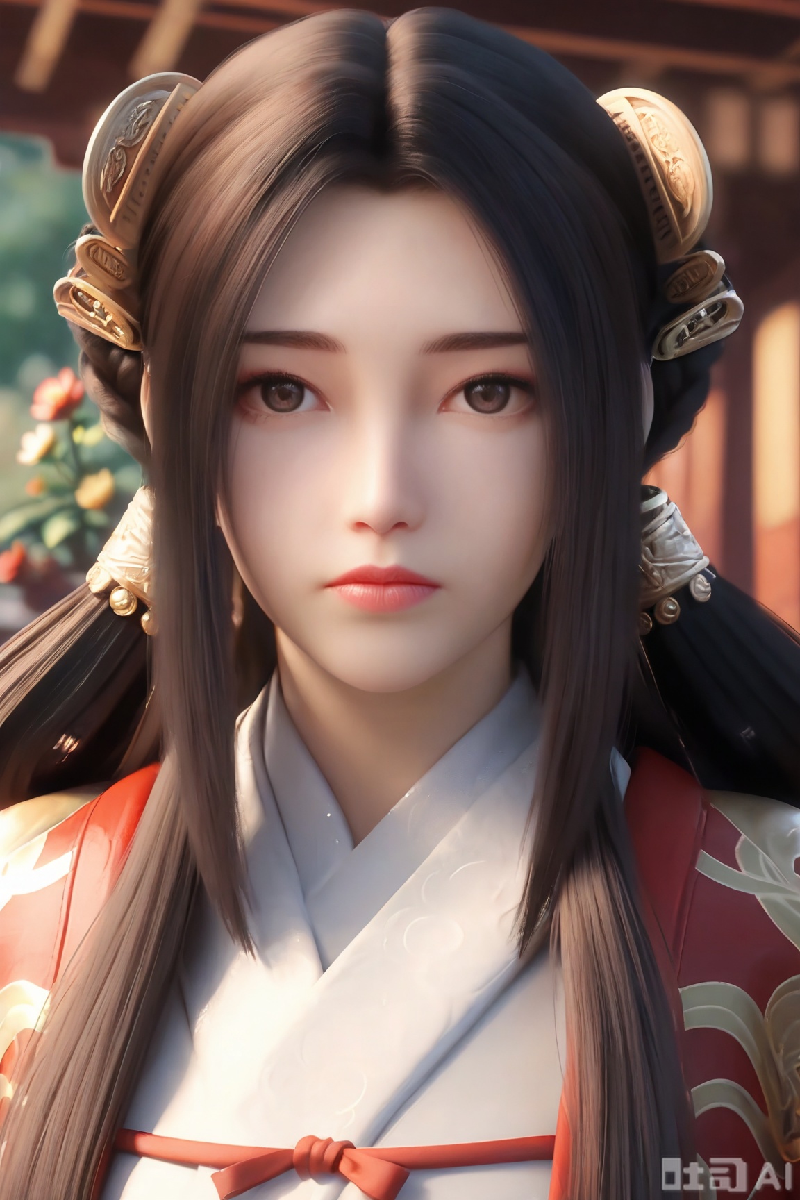 1girl, solo, long hair, looking at viewer, brown hair, black hair, hair ornament, closed mouth, upper body, chinese clothes,, expressionless,flower, blurry, blurry background, ,Semi_Realistic,
masterpiece, 8k, hd, amazing quality, best quality, high resolution, goldenfieldszho, newest, very aesthetic, ultra-detailed, absurdres, perfect lighting, volumetric lighting, (good shadowing), depth of field, lens flare, scenery, amazing aesthetics, cinematic lighting, cinematic, shading, counter_shading, ,handsome,interesting,good colors, 