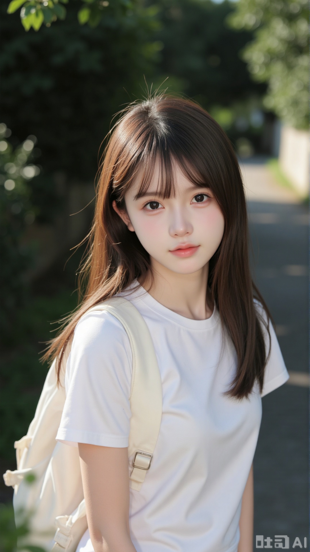1 girl, outdoor, light and shadow,