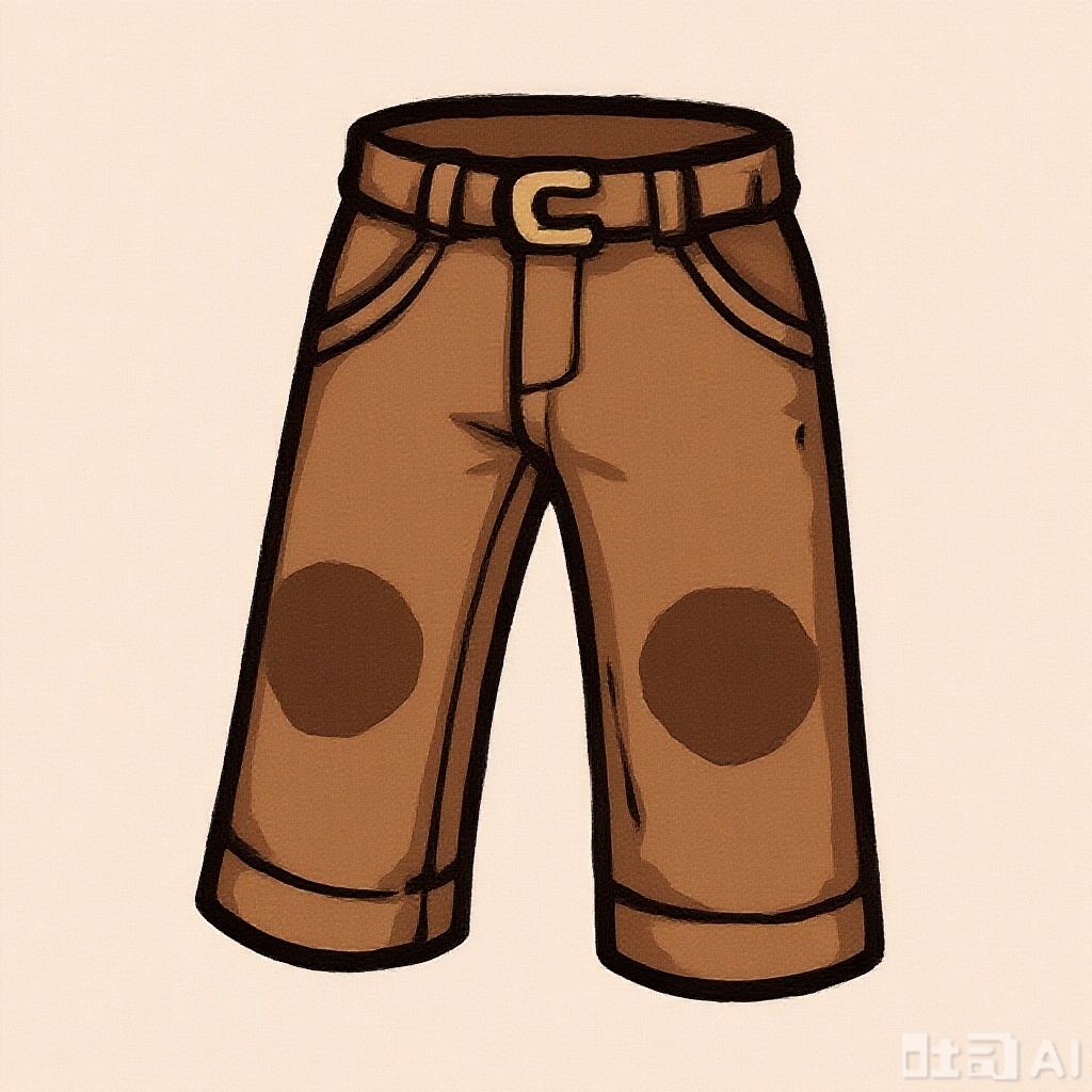 This is a pair of pants stylized cartoon illustration game ICONS with a vintage design