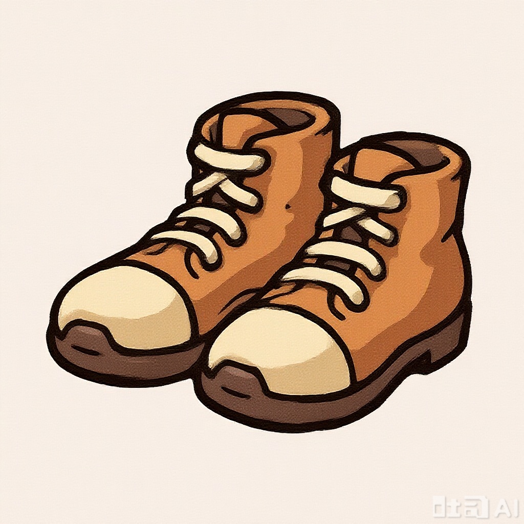 This is a pair of shoe stylized cartoon illustration game ICONS with a vintage design