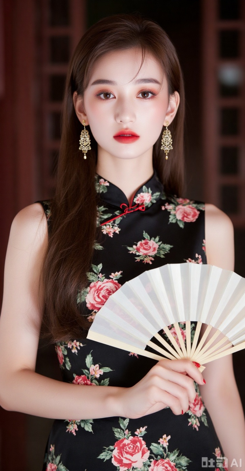 1girl,solo,long hair,looking at viewer,brown hair,black hair,brown eyes,parted lips,black eyes,lips,realistic,large breasts,meinv,
1girl,dress,hand fan,holding,solo,earrings,jewelry,chinese clothes,china dress,black dress,holding fan,floral print,blurry,sleeveless,looking at viewer,sleeveless dress,folding fan,standing,head tilt,2,
