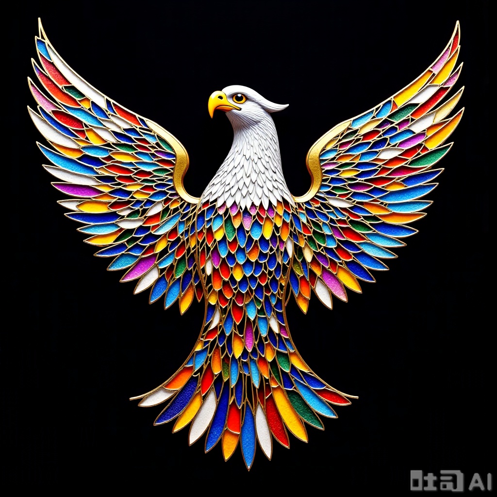 The eagle in the sky, Colored glass college