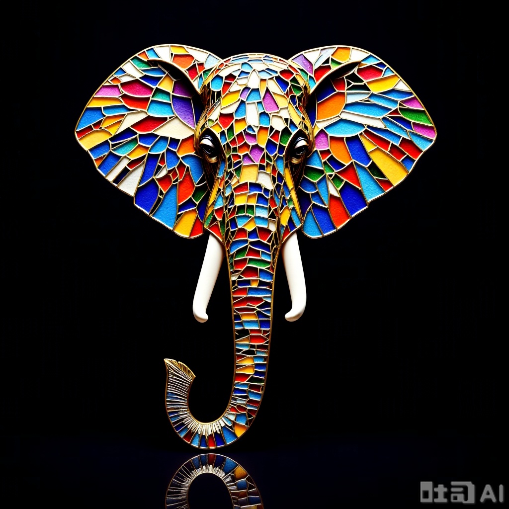 elephant,Colored glass collage