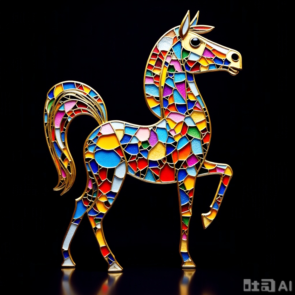 马.,Colored glass collage,horse