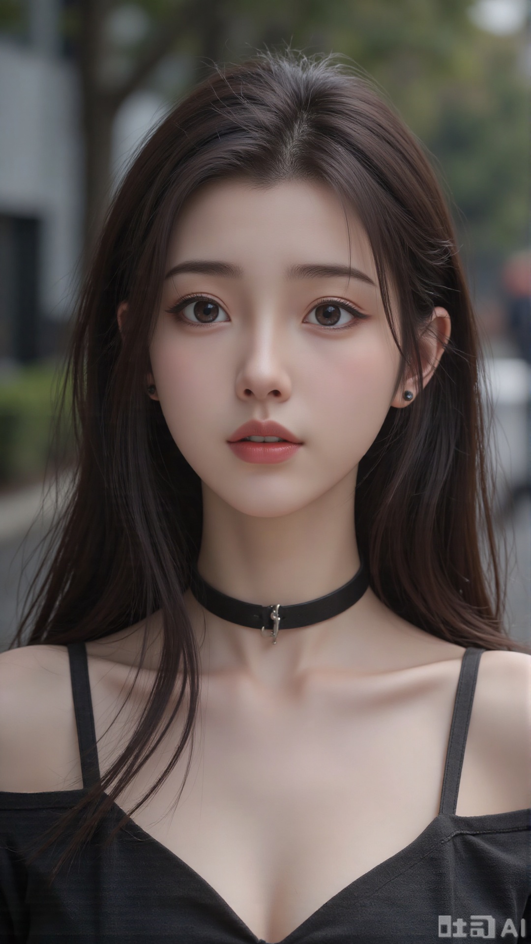  a asian woman, sexy long hair, blue eyes, charming and seductive temperament, distant close-up, golden ratio, movie texture, minimalism, high-end feeling, strong contrast between cold and warm, outdoor scenes, 