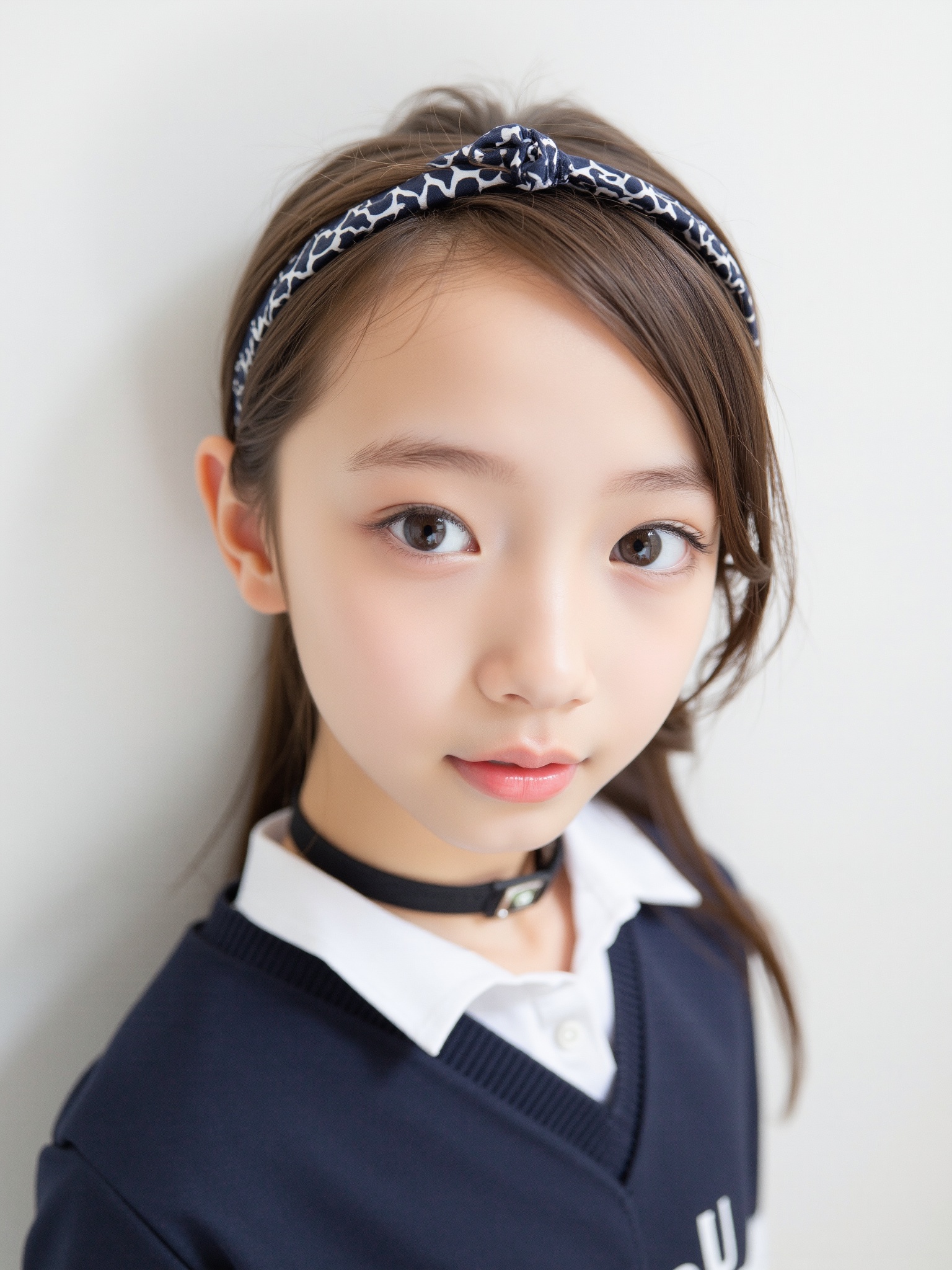 1girl,  solo,  A photo of a 14-year-old Russian-Japanese girl with choker on Tensor.Art