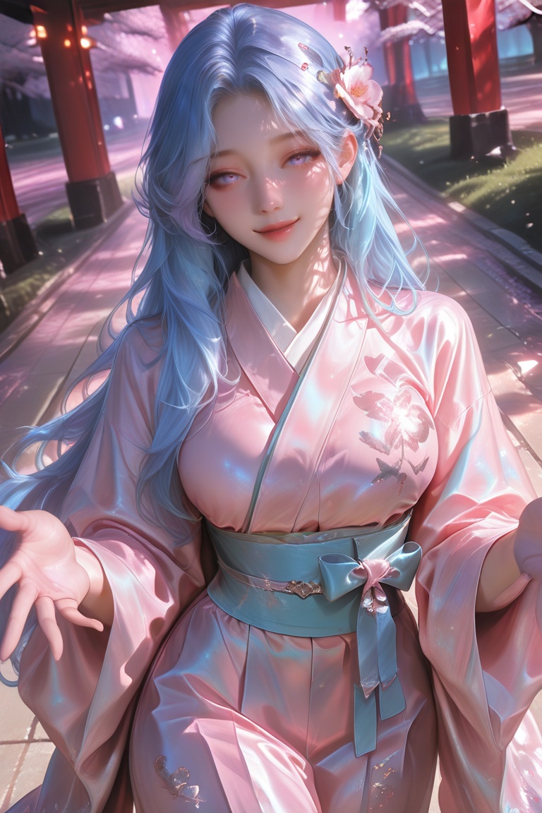 1girl,  pastel kimono,  cherry blossoms on Tensor.Art