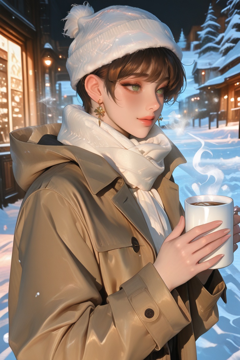 1female,  green eyes,  brown hair on Tensor.Art