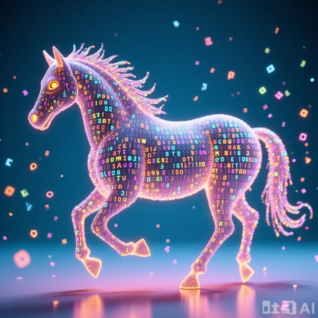 Horse.,Colored glass college, cat,Colored glass collage,ascii character light spot